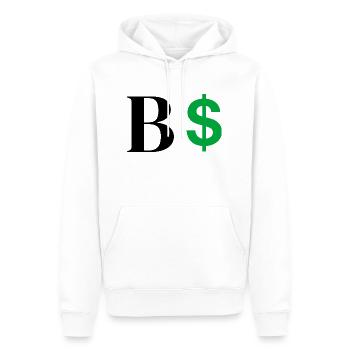 Lettre b dollar - Sweat à capuche Premium bio Homme - blanc - Devant - Nico (187cm)
