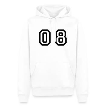 Nummer - 08 - null acht - Männer Premium Bio Hoodie - Weiß - Vorne - Nico (187cm)