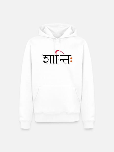 Shanti - Peace - Männer Premium Bio Hoodie - Weiß