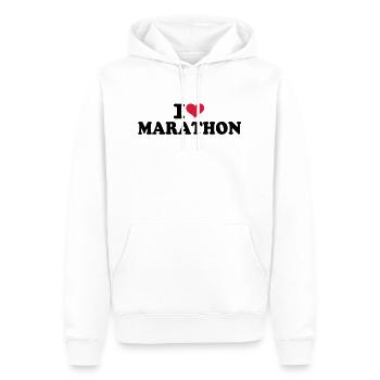I love Marathon - Männer Premium Bio Hoodie - Weiß - Vorne - Nico (187cm)