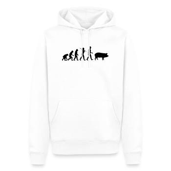 Evolution zum Schwein - Männer Premium Bio Hoodie - Weiß - Vorne - Nico (187cm)