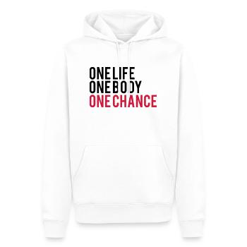 One Life One Chance One Body - Sweat à capuche Premium bio Homme - blanc - Devant - Nico (187cm)