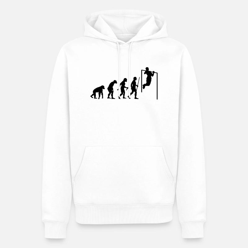 Evolution Pull Up - Men’s Premium Organic Hoodie - white