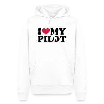 I love my Pilot - Sweat à capuche Premium bio Homme - blanc - Devant - Nico (187cm)