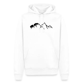 monts montagnes caravane silhouette de la voiture de lampad - Sweat à capuche Premium bio Homme - blanc - Devant - Nico (187cm)