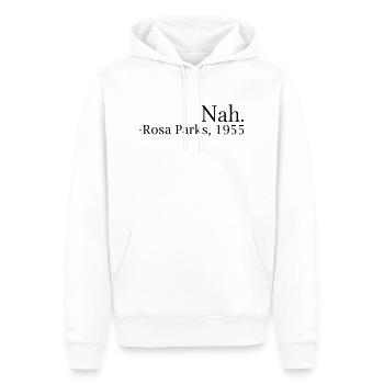 "Nah." - Rosa Parks, 1955 - Men’s Premium Organic Hoodie - white - Front - Nico (187cm)