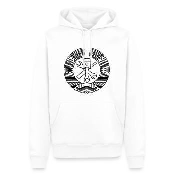 DDR Tuning Blason 1c (+ Your Text) - Sweat à capuche Premium bio Homme - blanc - Devant - Nico (187cm)