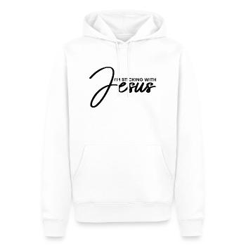 I'm Sticking With Jesus 2 - Men’s Premium Organic Hoodie - white - Front - Nico (187cm)