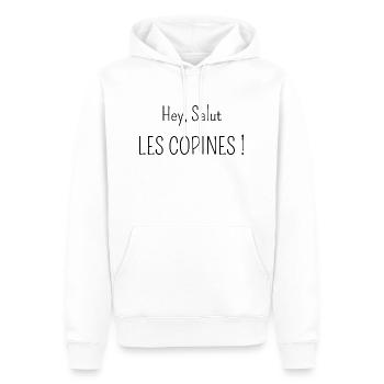 hey salut les copines - Sweat à capuche Premium bio Homme - blanc - Devant - Nico (187cm)