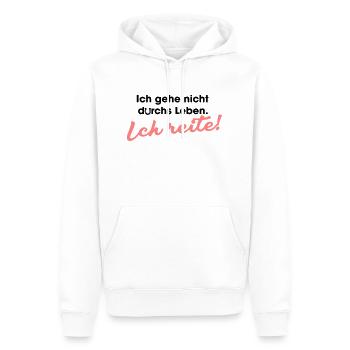 Ich gehe nicht durchs Leben ich reite - Männer Premium Bio Hoodie - Weiß - Vorne - Nico (187cm)