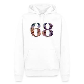68e anniversaire léopard - Sweat à capuche Premium bio Homme - blanc - Devant - Nico (187cm)