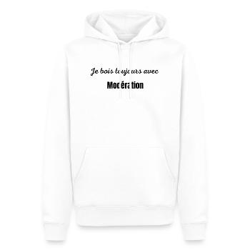 Je bois avec modération - Sweat à capuche Premium bio Homme - blanc - Devant - Nico (187cm)
