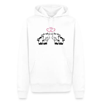 vaches amoureuses - Sweat à capuche Premium bio Homme - blanc - Devant - Nico (187cm)