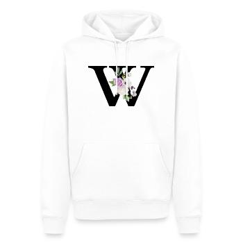 Lila floraler Buchstabe w - Männer Premium Bio Hoodie - Weiß - Vorne - Nico (187cm)