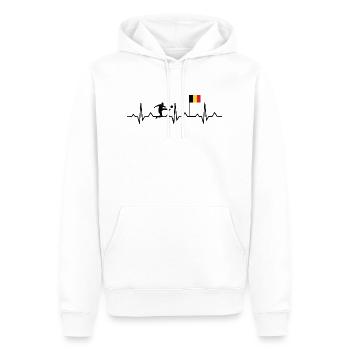 Fußball Belgien Herzschlag Puls - Männer Premium Bio Hoodie - Weiß - Vorne - Nico (187cm)