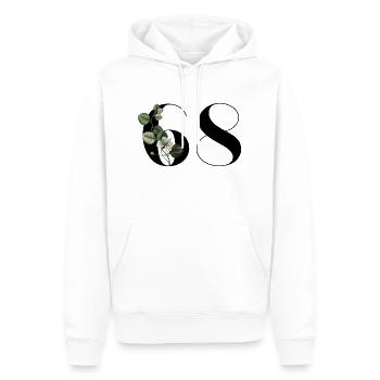 Numéro 68 floral vert - 68e anniversaire floral - Sweat à capuche Premium bio Homme - blanc - Devant - Nico (187cm)