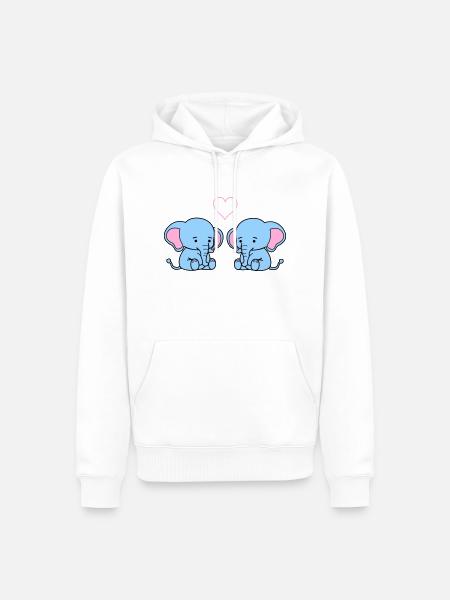 Elephant Love - Men’s Premium Organic Hoodie - white