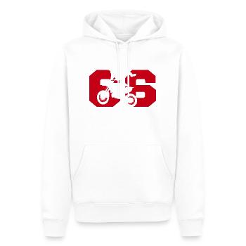 Moto 66 Biker - Männer Premium Bio Hoodie - Weiß - Vorne - Nico (187cm)