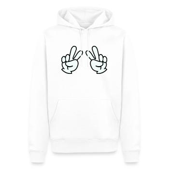 peace hand 2 - Männer Premium Bio Hoodie - Weiß - Vorne - Nico (187cm)