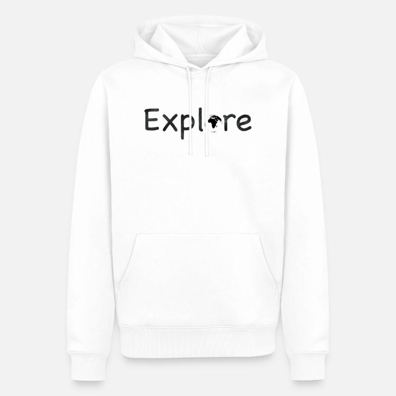Explore - Sweat à capuche Premium bio Homme - blanc