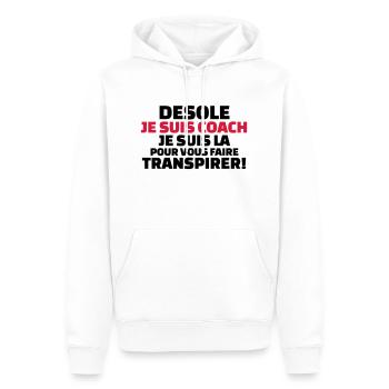 désolé je suis coach...pour vous faire transpirer - Sweat à capuche Premium bio Homme - blanc - Devant - Nico (187cm)