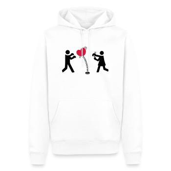 Boîtes coeur - Sweat à capuche Premium bio Homme - blanc - Devant - Nico (187cm)