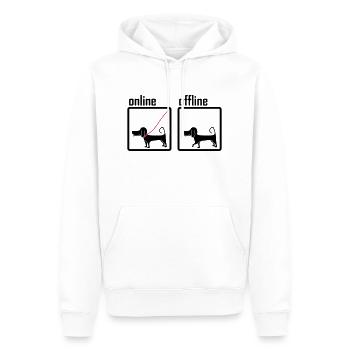 online / offline (Hund) - Männer Premium Bio Hoodie - Weiß - Vorne - Nico (187cm)
