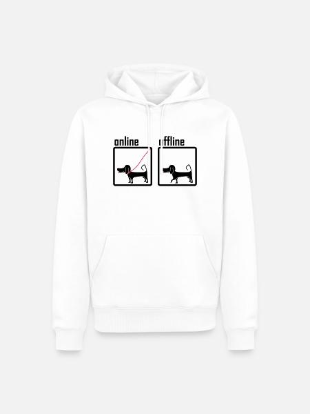 ligne / hors ligne (chien) - Sweat à capuche Premium bio Homme - blanc