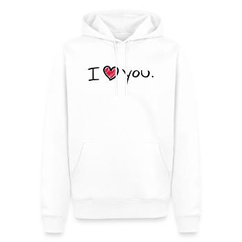 i_love_you_a__f2 - Sweat à capuche Premium bio Homme - blanc - Devant - Nico (187cm)