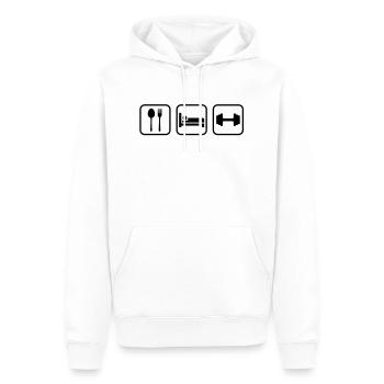 eat_sleep_gym_1__f1 - Männer Premium Bio Hoodie - Weiß - Vorne - Nico (187cm)