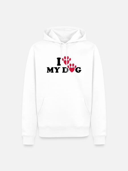 i_love_mz_dog_f2 - Men’s Premium Organic Hoodie - white