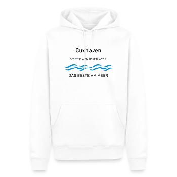 Cuxhaven - das beste am Meer - Männer Premium Bio Hoodie - Weiß - Vorne - Nico (187cm)