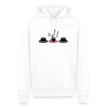 button pusher/ Knopfdrücker (2c) - Männer Premium Bio Hoodie - Weiß - Vorne - Nico (187cm)