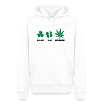 Super Lucky - Sweat à capuche Premium bio Homme - blanc - Devant - Nico (187cm)
