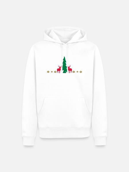 winter weihnacht hirsch - Männer Premium Bio Hoodie - Weiß