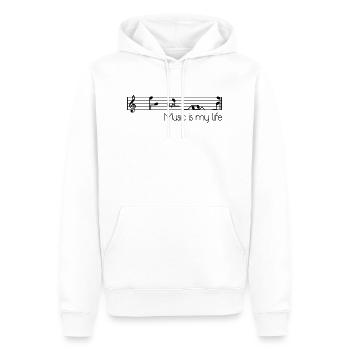 la musique est ma vie - Sweat à capuche Premium bio Homme - blanc - Devant - Nico (187cm)