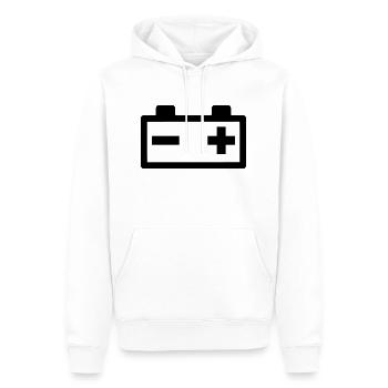 Batterie - Männer Premium Bio Hoodie - Weiß - Vorne - Nico (187cm)