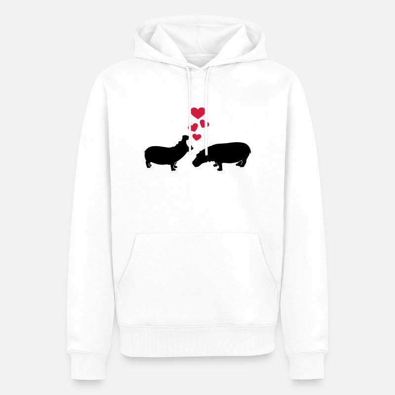 Nilpferd - Männer Premium Bio Hoodie - Weiß