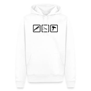 Friseurin Friseur Gear Kamm Schere Fön - Männer Premium Bio Hoodie - Weiß - Vorne - Nico (187cm)