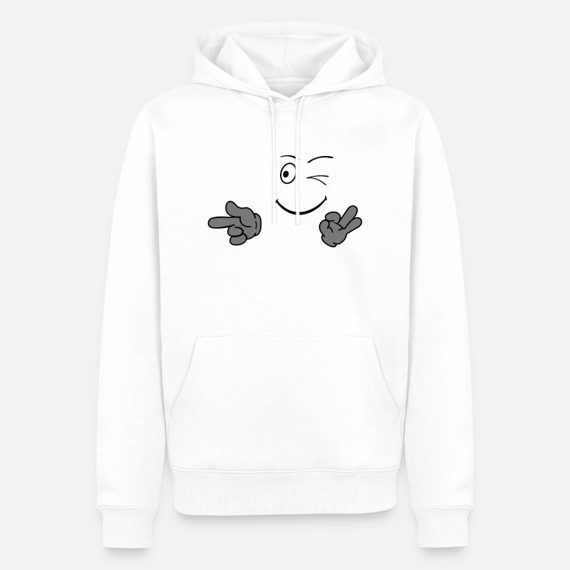 smileface_02 - Sweat à capuche Premium bio Homme - blanc
