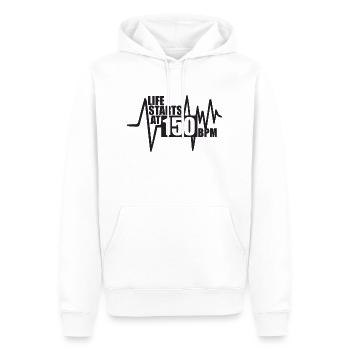 La vie commence à 150 BPM - Sweat à capuche Premium bio Homme - blanc - Devant - Nico (187cm)