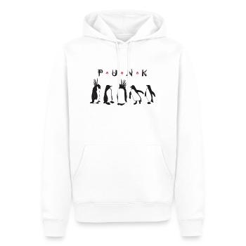 Pingouins punk - Sweat à capuche Premium bio Homme - blanc - Devant - Nico (187cm)