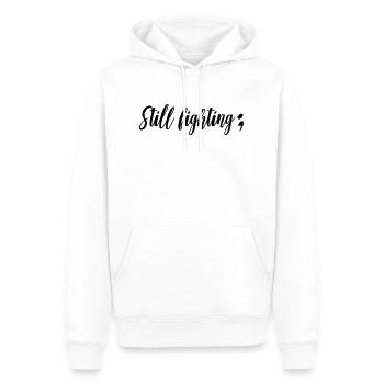 Still fighting - Männer Premium Bio Hoodie - Weiß - Vorne - Nico (187cm)
