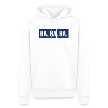 Ha ha ha - Männer Premium Bio Hoodie - Weiß - Vorne - Nico (187cm)