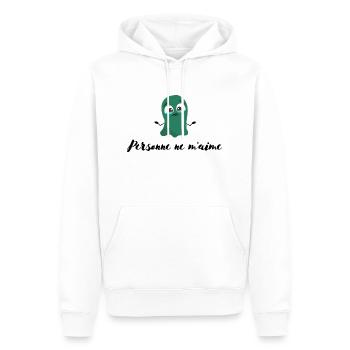 Personne ne m'aime - Sweat à capuche Premium bio Homme - blanc - Devant - Nico (187cm)