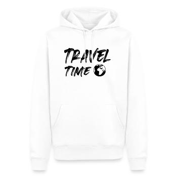travel time - Männer Premium Bio Hoodie - Weiß - Vorne - Nico (187cm)