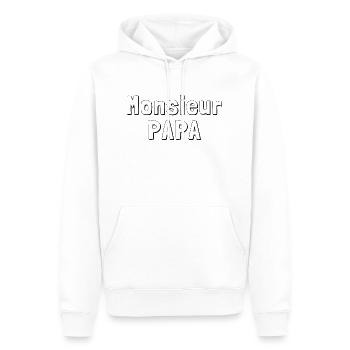 Monsieur PAPA - Sweat à capuche Premium bio Homme - blanc - Devant - Nico (187cm)