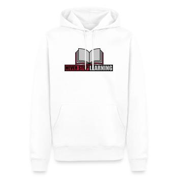 n’arrêtez jamais d’apprendre la citation - Sweat à capuche Premium bio Homme - blanc - Devant - Nico (187cm)