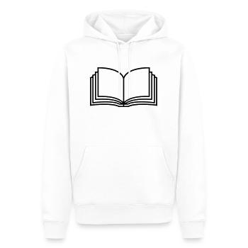 Pages de livres ouverts de romans - Sweat à capuche Premium bio Homme - blanc - Devant - Nico (187cm)