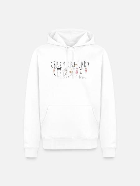CRAZY CAT LADY - Männer Premium Bio Hoodie - Weiß